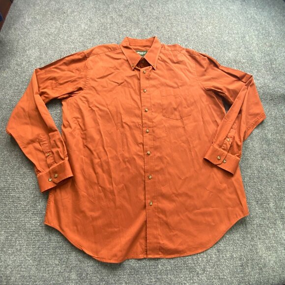Eddie Bauer Shirt Men's XL‎ Burnt Orange Button Down Dress Preppy Modern Classic - Picture 1 of 10
